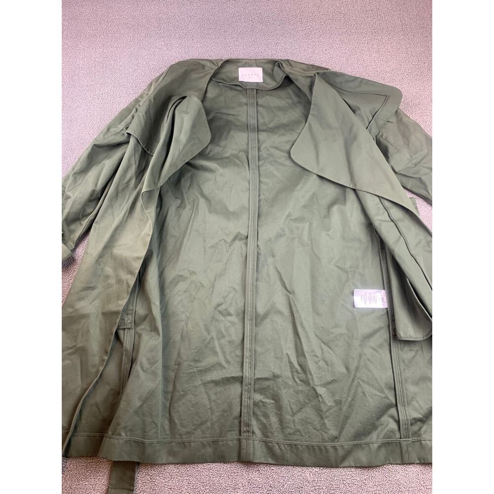 Sandro Paris Women's 36 Belted‎ Green Trench Coat 100% Cotton - Picture 9 of 10